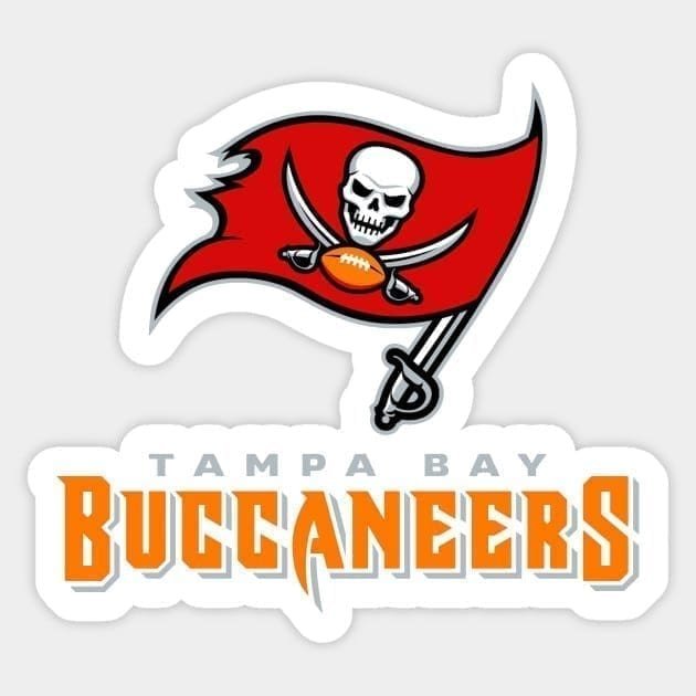 Tampa Bay Buccaneers logo with pirate flag and football.