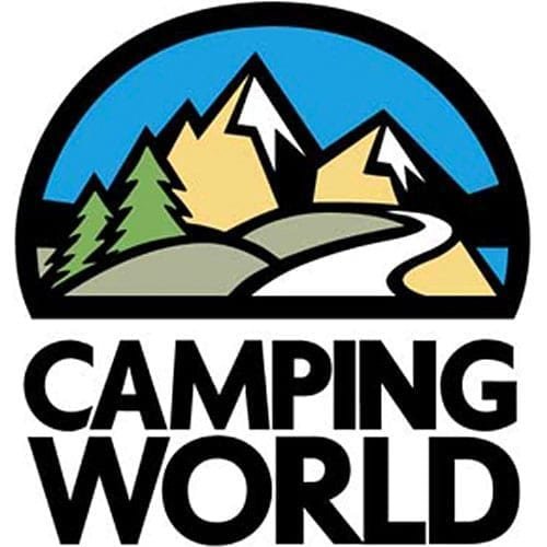 Camping World logo with mountains and trees.