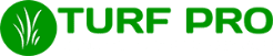 Green synthetic turf with a professional logo overlay.