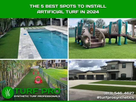 The 5 Best Spots To Install Artificial Turf In 2024 Five top locations to install artificial turf in 2024, shown in diverse settings.